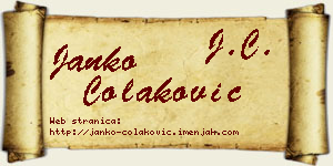 Janko Čolaković vizit kartica